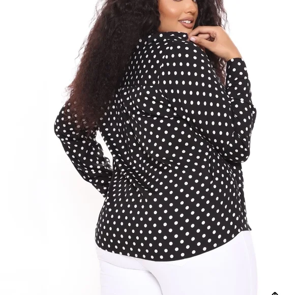 Polka Dot Blouse - Black and White - Picture 2 of 4